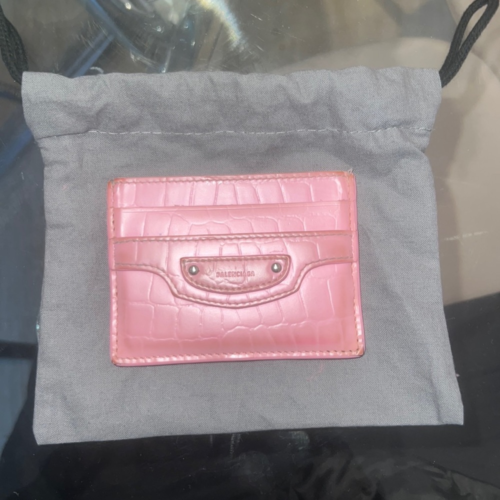 Pink Crocodile Balenciaga Cardholder